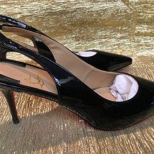 Black Patent Slingback Pumps Sz 44 (NOT)